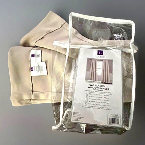 Decor Natural Blackout Curtains 52 x 84 Insulated, Back Tabs, 2 Panels Wheat Tan - Picture 7 of 8